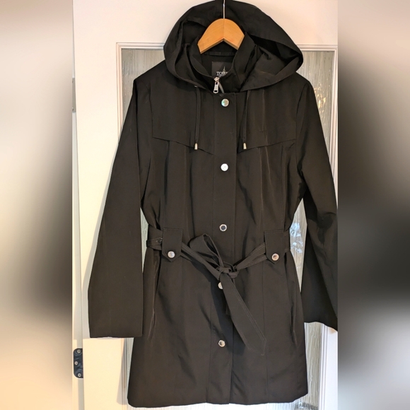 London Fog Jackets & Blazers - London Fog Trench rain dress Snap Coat w rem hood Black size L